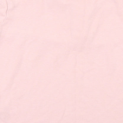 Marks and Spencer Girls Pink  Cotton Basic T-Shirt Size 9-10 Years Henley Button