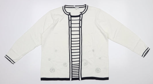 Annabelle Womens White Round Neck  Acrylic Pullover Jumper Size XL