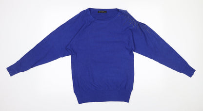 Kilky Womens Blue Round Neck  Viscose Pullover Jumper Size M   - Cold shoulder