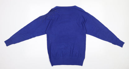 Kilky Womens Blue Round Neck  Viscose Pullover Jumper Size M   - Cold shoulder