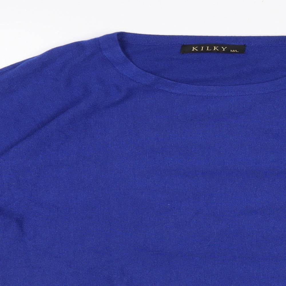 Kilky Womens Blue Round Neck  Viscose Pullover Jumper Size M   - Cold shoulder