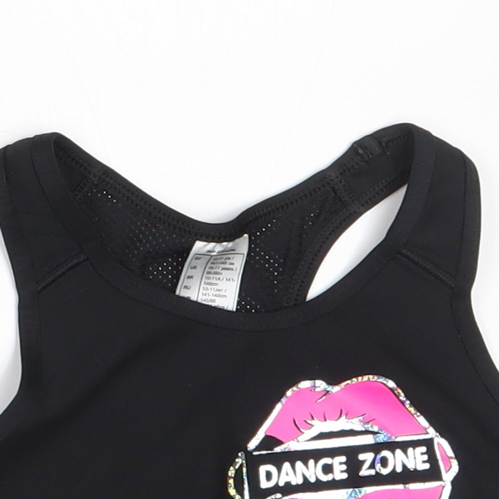 DECATHLON Girls Black  Polyester Cropped Tank Size 10-11 Years Round Neck Pullover