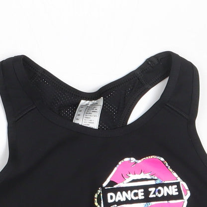 DECATHLON Girls Black  Polyester Cropped Tank Size 10-11 Years Round Neck Pullover