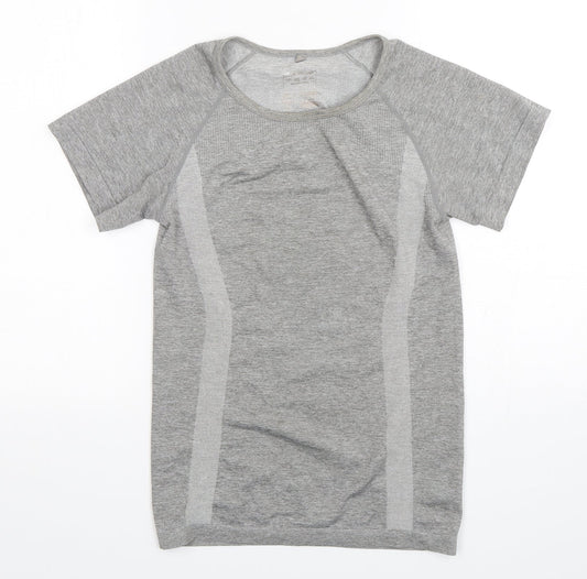 Workout Womens Grey  Polyester Basic T-Shirt Size 6 Round Neck Pullover