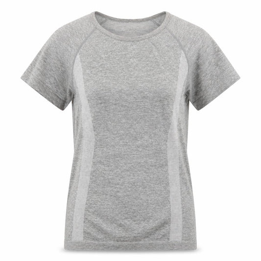 Workout Womens Grey  Polyester Basic T-Shirt Size 6 Round Neck Pullover