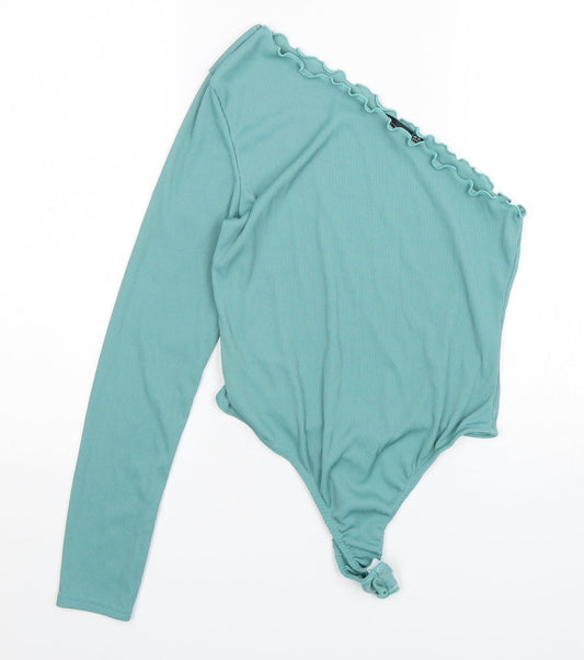 PRETTYLITTLETHING Womens Green  Polyester Bodysuit One-Piece Size 12  Snap