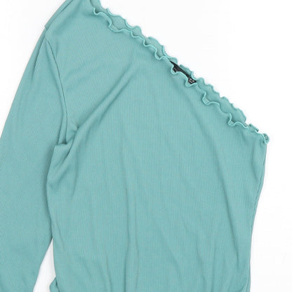 PRETTYLITTLETHING Womens Green  Polyester Bodysuit One-Piece Size 12  Snap