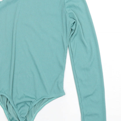 PRETTYLITTLETHING Womens Green  Polyester Bodysuit One-Piece Size 12  Snap