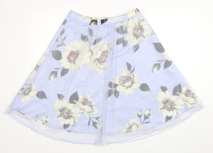 Amber Womens Purple Floral Polyester A-Line Skirt Size M
