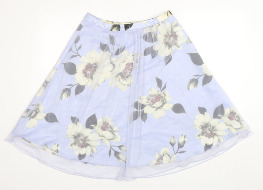 Amber Womens Purple Floral Polyester A-Line Skirt Size M