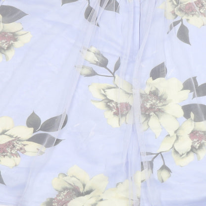 Amber Womens Purple Floral Polyester A-Line Skirt Size M