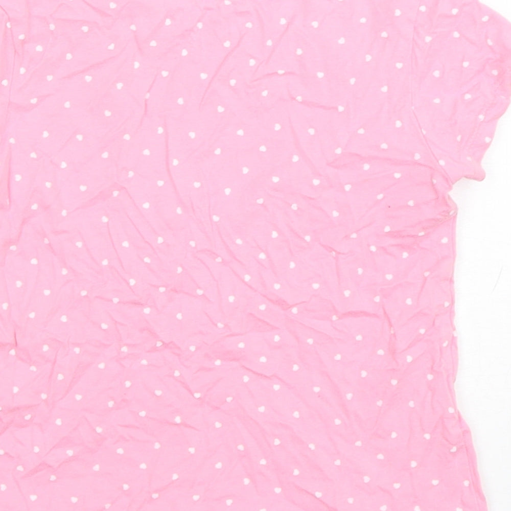 Primark Girls Pink Polka Dot Cotton Basic T-Shirt Size 6-7 Years Round Neck Pullover