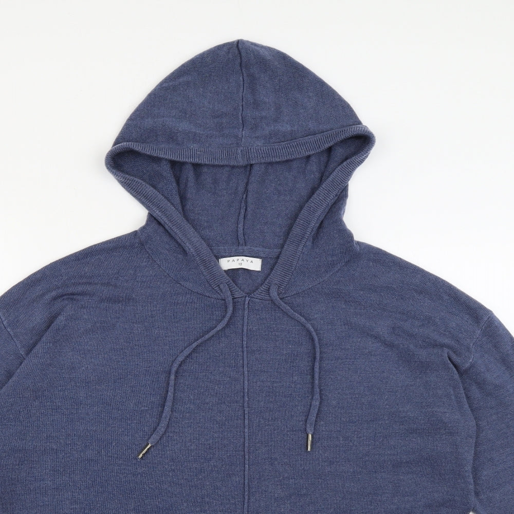 Papaya Womens Blue  Acrylic Pullover Hoodie Size 12