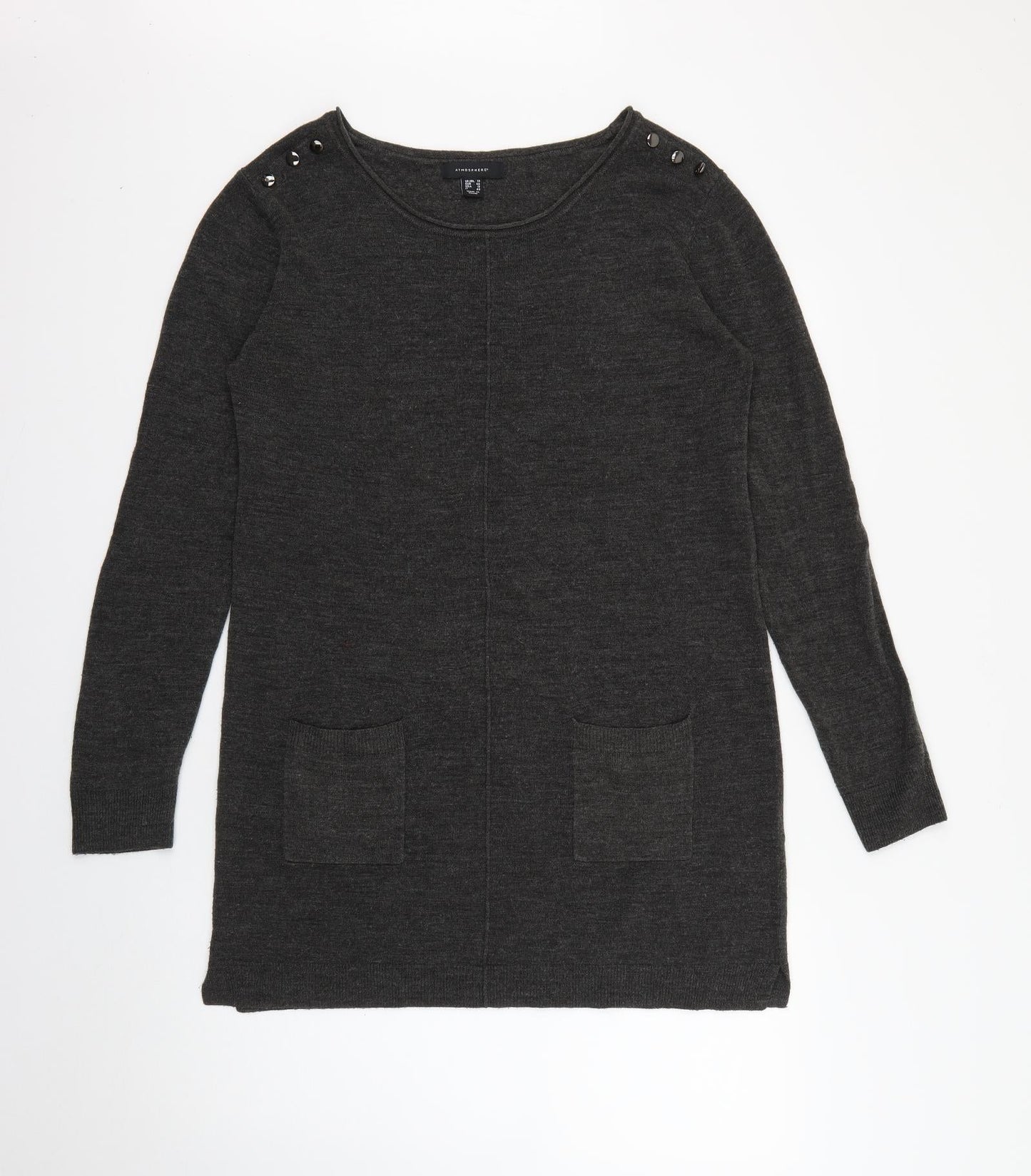 Primark Womens Grey Round Neck  Acrylic Pullover Jumper Size 14