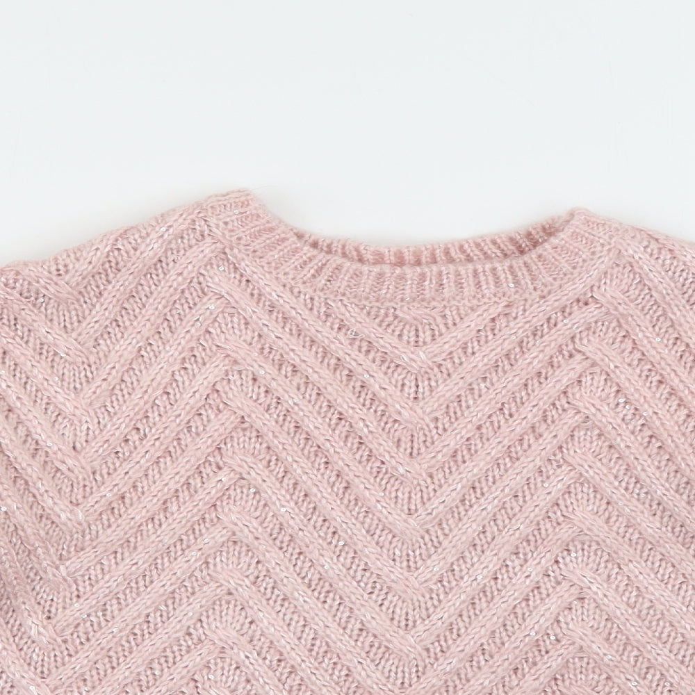 Minoti Girls Pink Crew Neck  Acrylic Pullover Jumper Size 9-10 Years