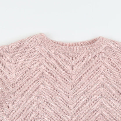 Minoti Girls Pink Crew Neck  Acrylic Pullover Jumper Size 9-10 Years