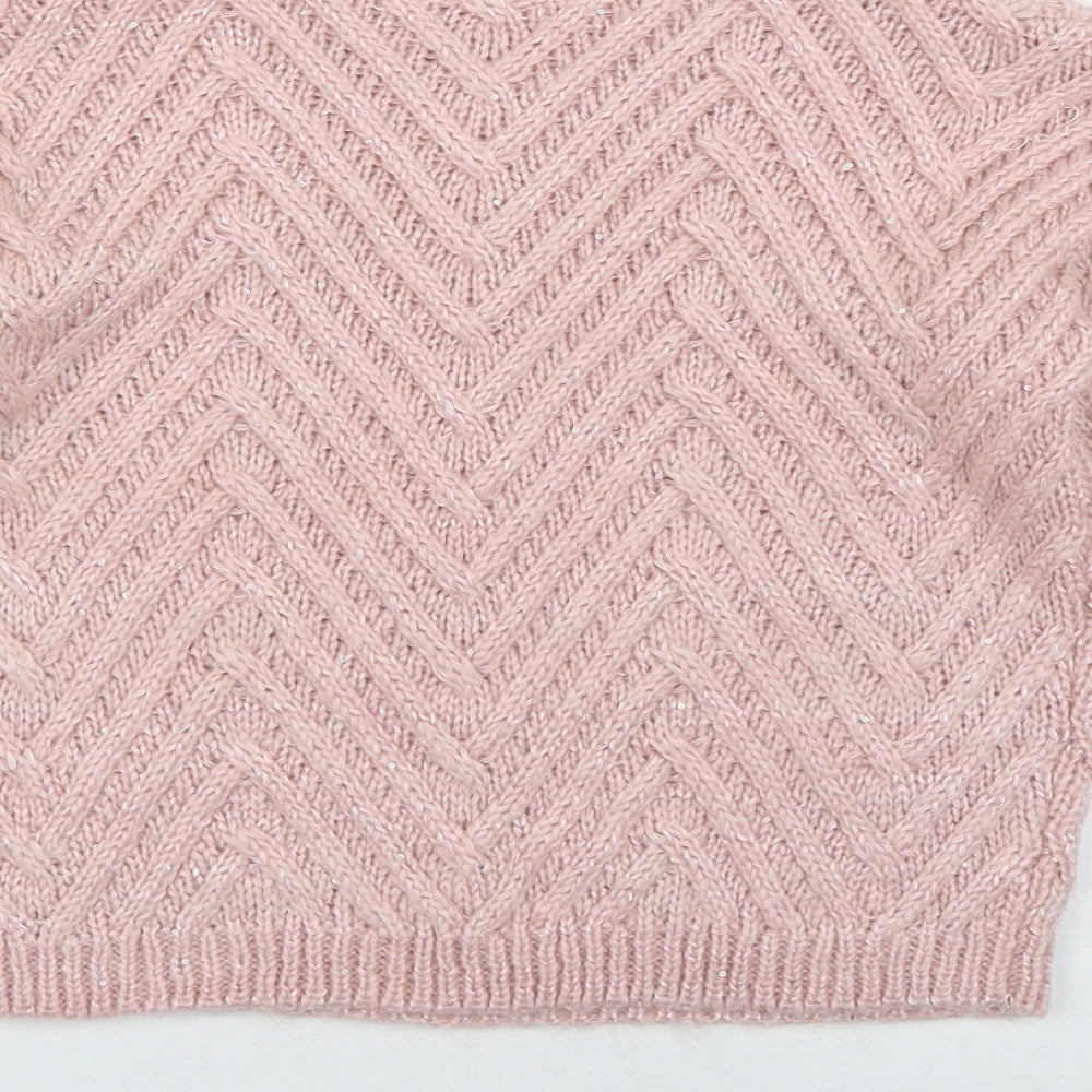Minoti Girls Pink Crew Neck  Acrylic Pullover Jumper Size 9-10 Years