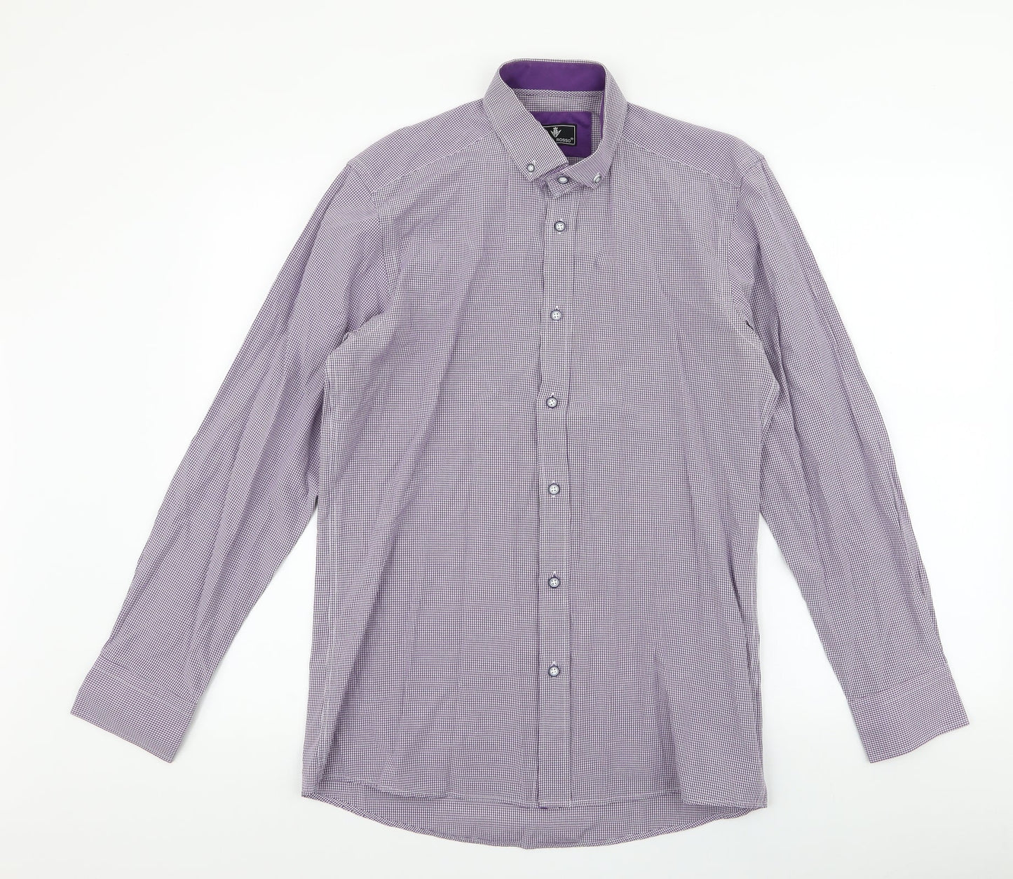 Mens UK Size M Daniel Rosso Purple  Button-Up Long Sleeve Casual Shirt