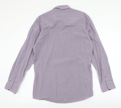 Mens UK Size M Daniel Rosso Purple  Button-Up Long Sleeve Casual Shirt