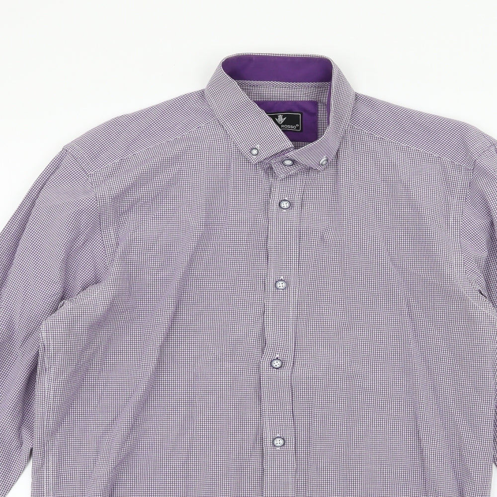 Mens UK Size M Daniel Rosso Purple  Button-Up Long Sleeve Casual Shirt