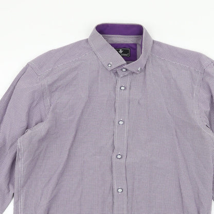 Mens UK Size M Daniel Rosso Purple  Button-Up Long Sleeve Casual Shirt