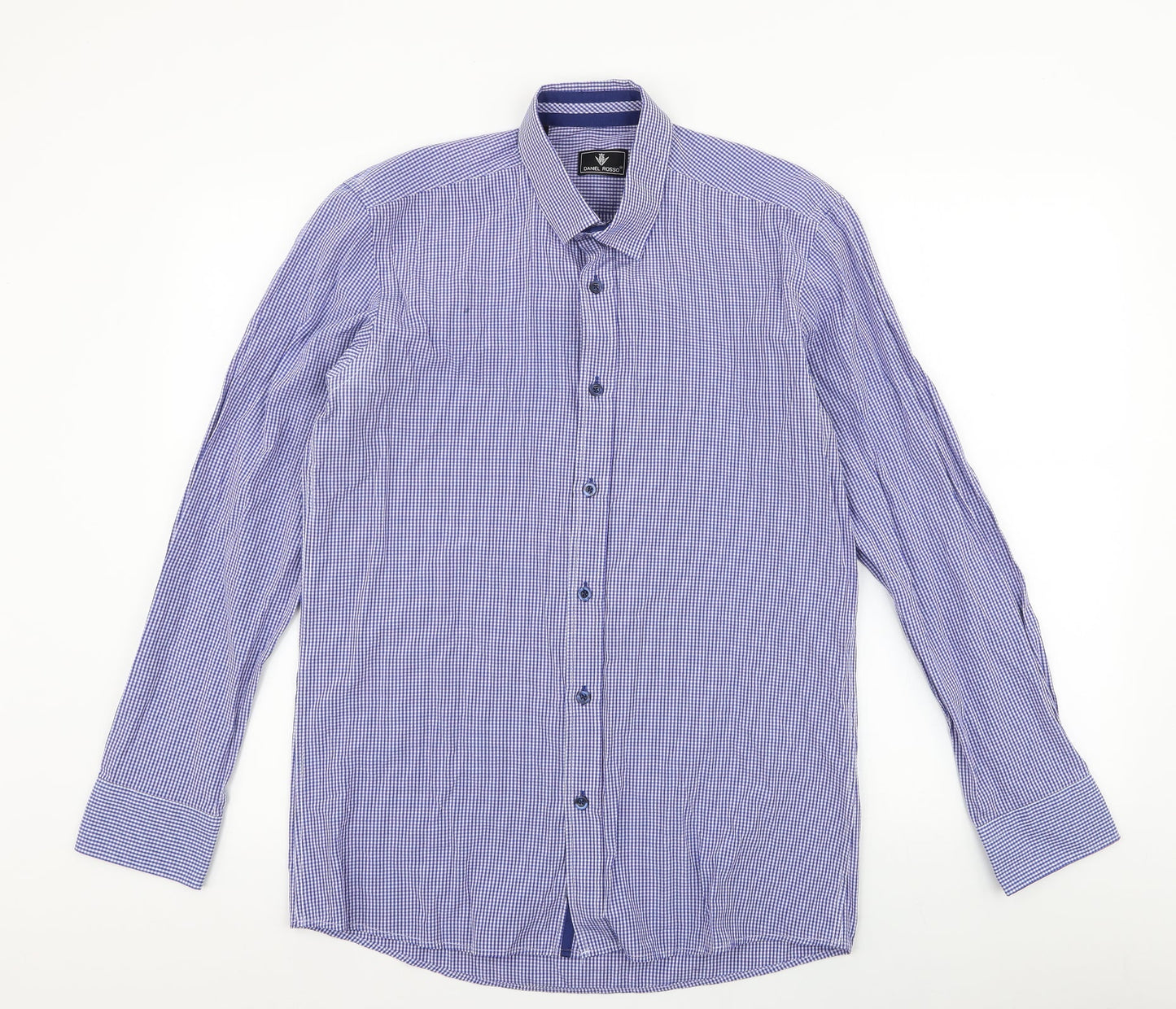 Mens UK Size M Daniel Rosso Blue  Button-Up Long Sleeve Casual Shirt