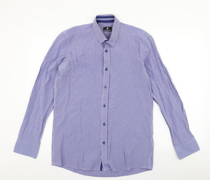 Mens UK Size M Daniel Rosso Blue  Button-Up Long Sleeve Casual Shirt