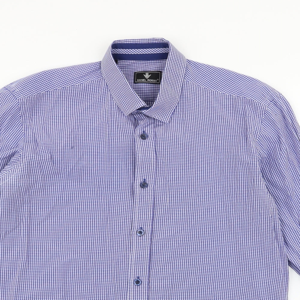 Mens UK Size M Daniel Rosso Blue  Button-Up Long Sleeve Casual Shirt