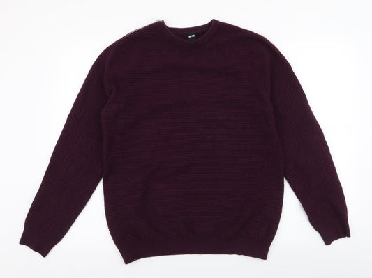 River Island Mens Purple Round Neck  Viscose Pullover Jumper Size M