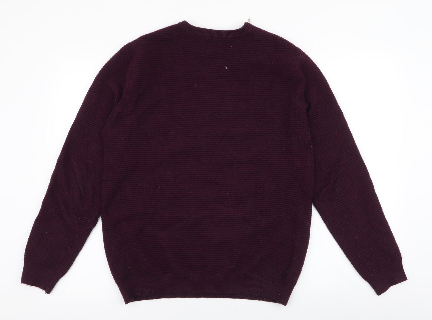 River Island Mens Purple Round Neck  Viscose Pullover Jumper Size M