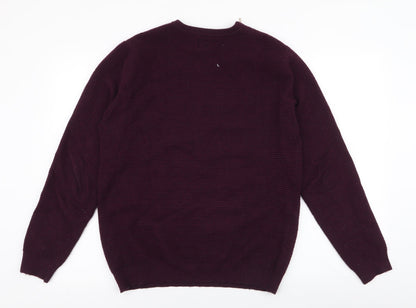 River Island Mens Purple Round Neck  Viscose Pullover Jumper Size M