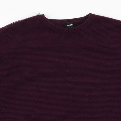 River Island Mens Purple Round Neck  Viscose Pullover Jumper Size M
