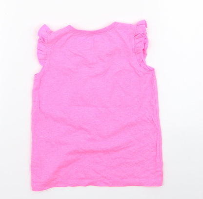 E-vie Girls Pink  Polyester Jersey Tank Size 12-18 Months Round Neck Pullover - Girls Can Do Anything