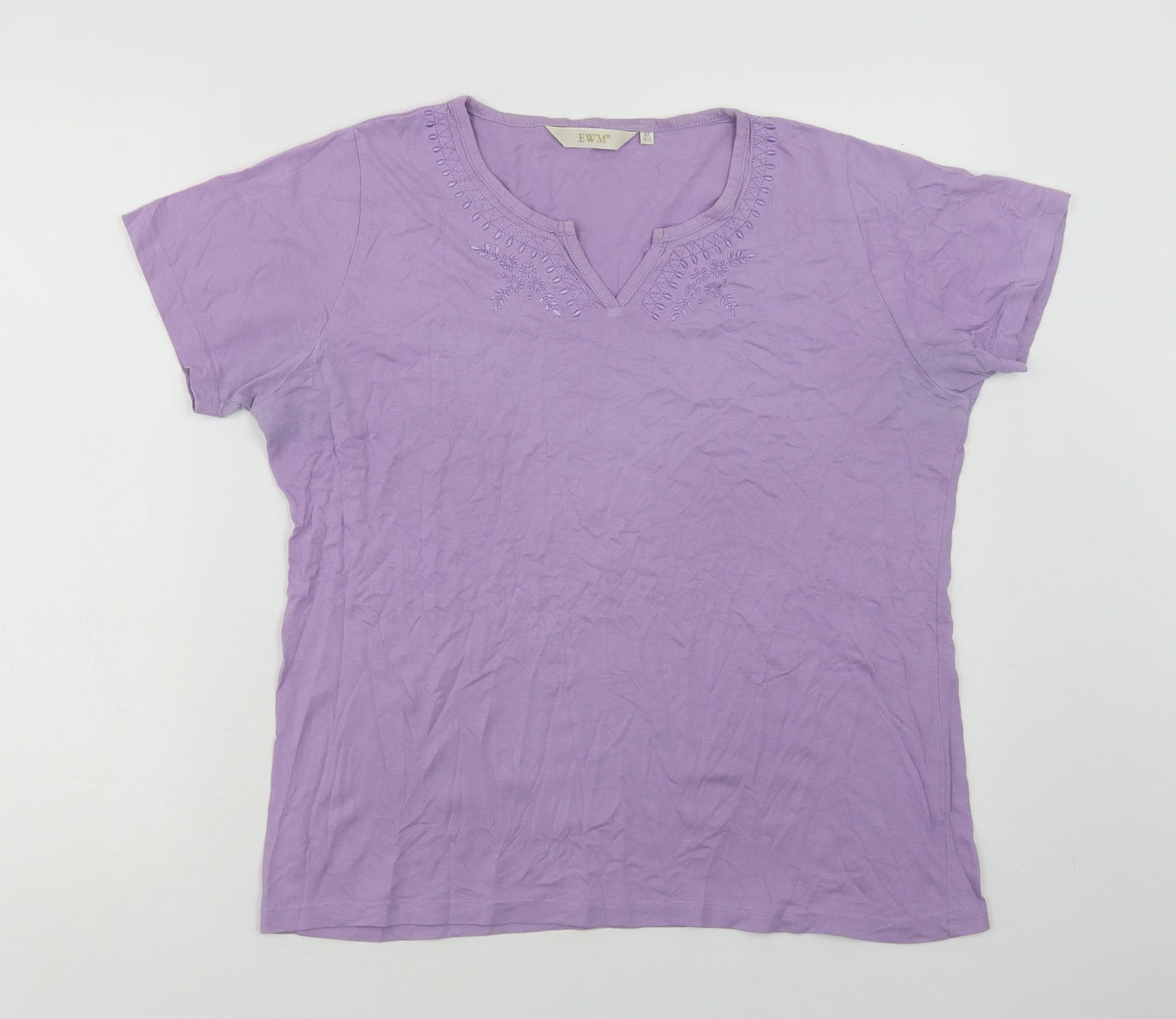 EWM Womens Purple  Cotton Basic Polo Size M V-Neck