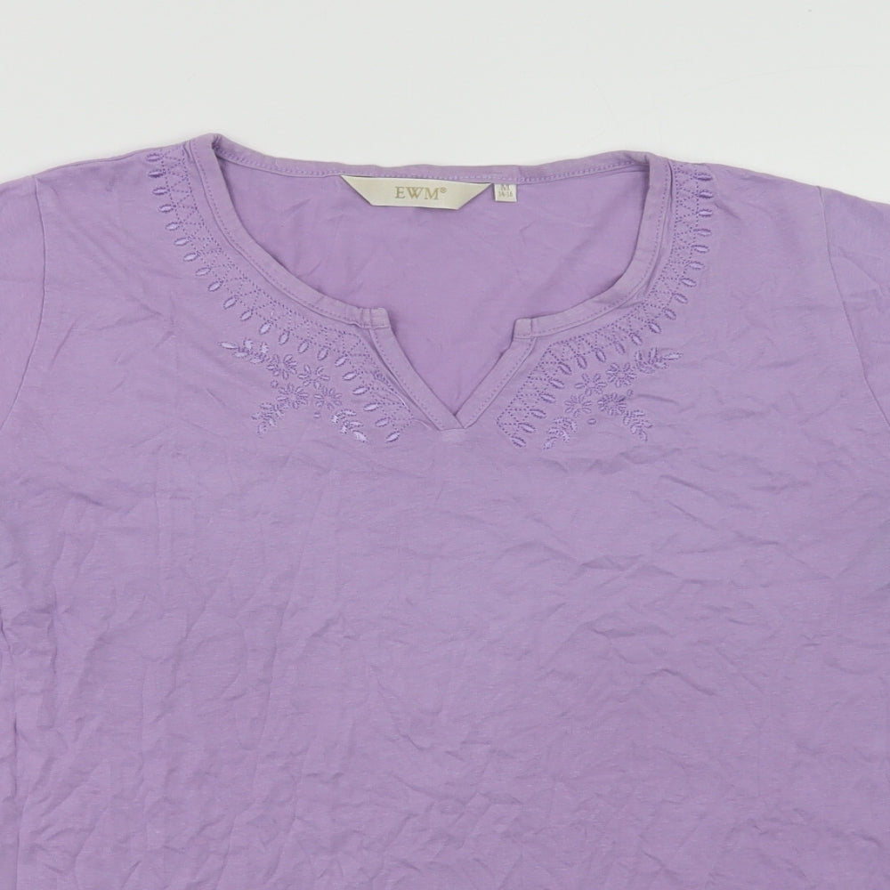 EWM Womens Purple  Cotton Basic Polo Size M V-Neck