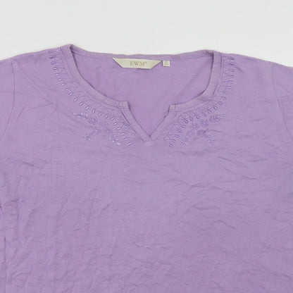 EWM Womens Purple  Cotton Basic Polo Size M V-Neck