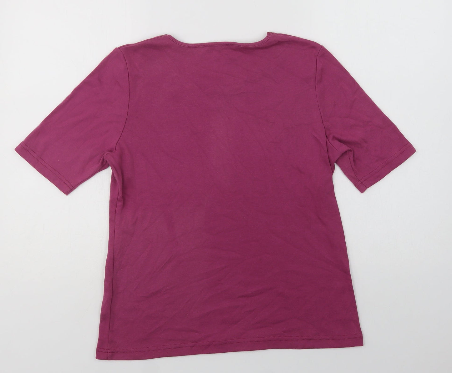 Bonmarché Womens Purple  Polyester Basic T-Shirt Size S Round Neck - Lace Detail