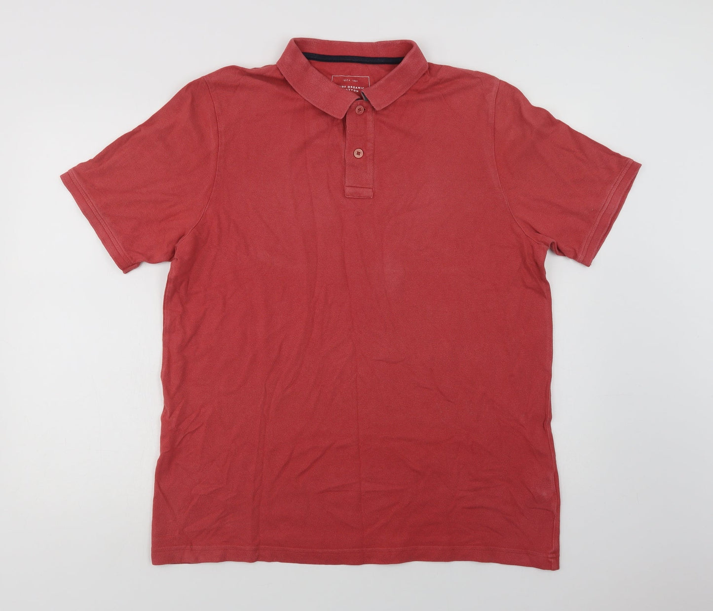 John Lewis Mens Red  Cotton  Polo Size XL Collared Button