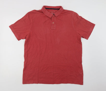 John Lewis Mens Red  Cotton  Polo Size XL Collared Button