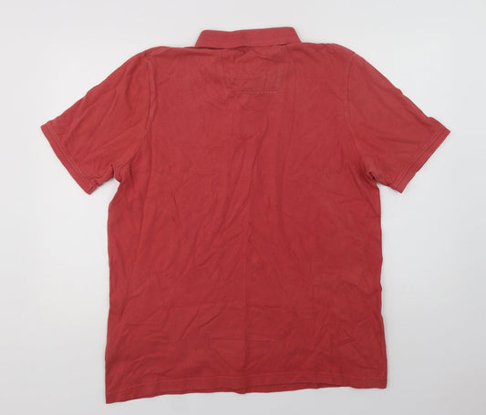 John Lewis Mens Red  Cotton  Polo Size XL Collared Button