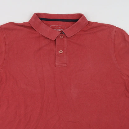 John Lewis Mens Red  Cotton  Polo Size XL Collared Button