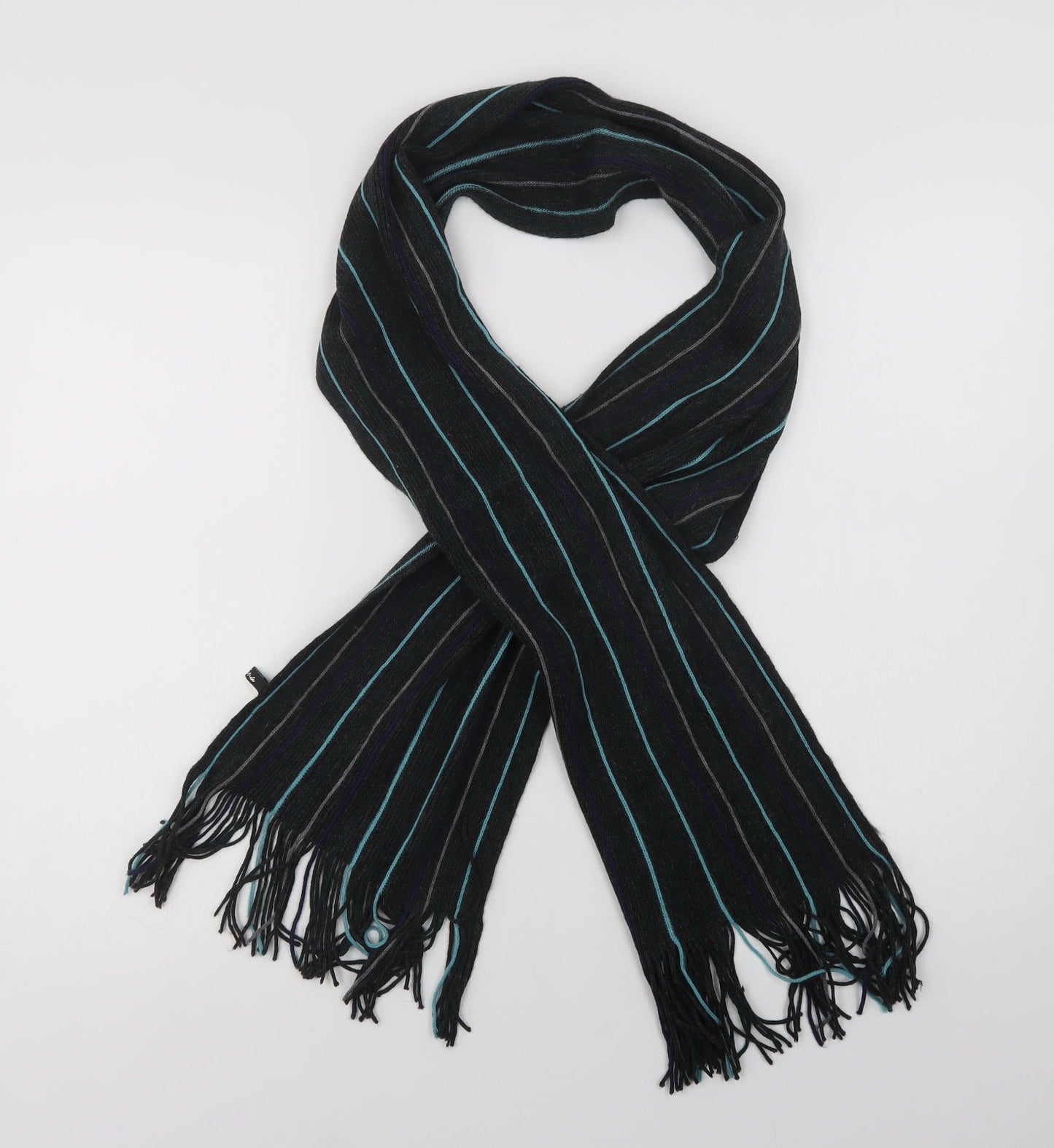 Walina Mens Grey Striped Acrylic Scarf  One Size