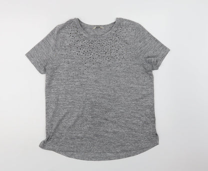 TU Womens Grey  Polyester Basic Blouse Size 14 Crew Neck