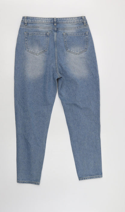In the Style Womens Blue  Cotton Boyfriend Jeans Size 10 L28 in Regular Button