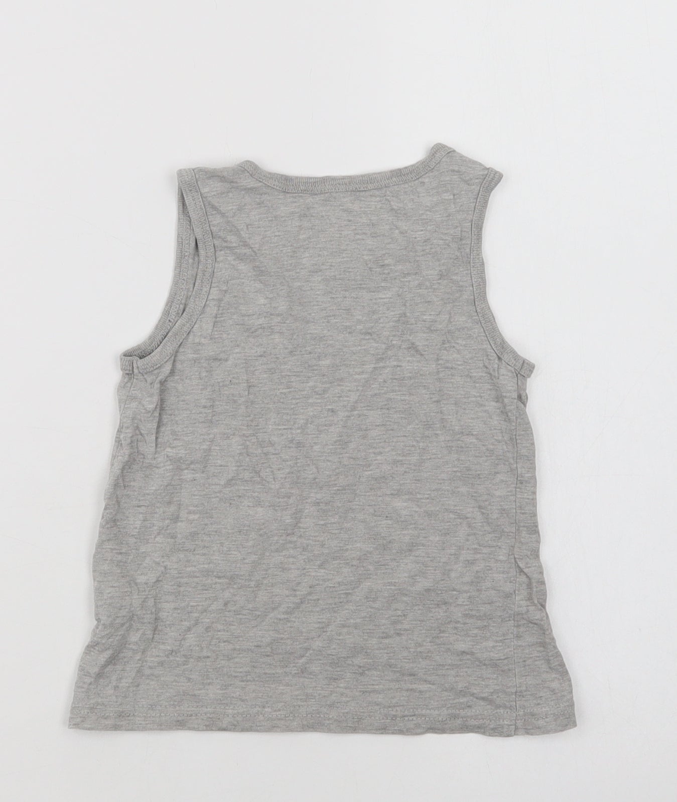 Primark Boys Grey  Cotton Basic Tank Size 6-7 Years Crew Neck  - Football