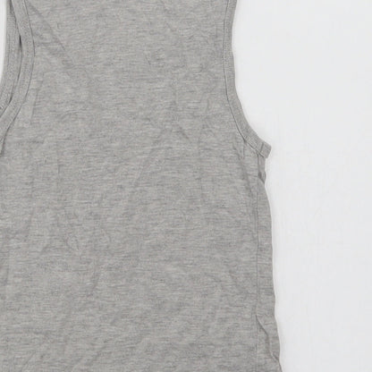 Primark Boys Grey  Cotton Basic Tank Size 6-7 Years Crew Neck  - Football
