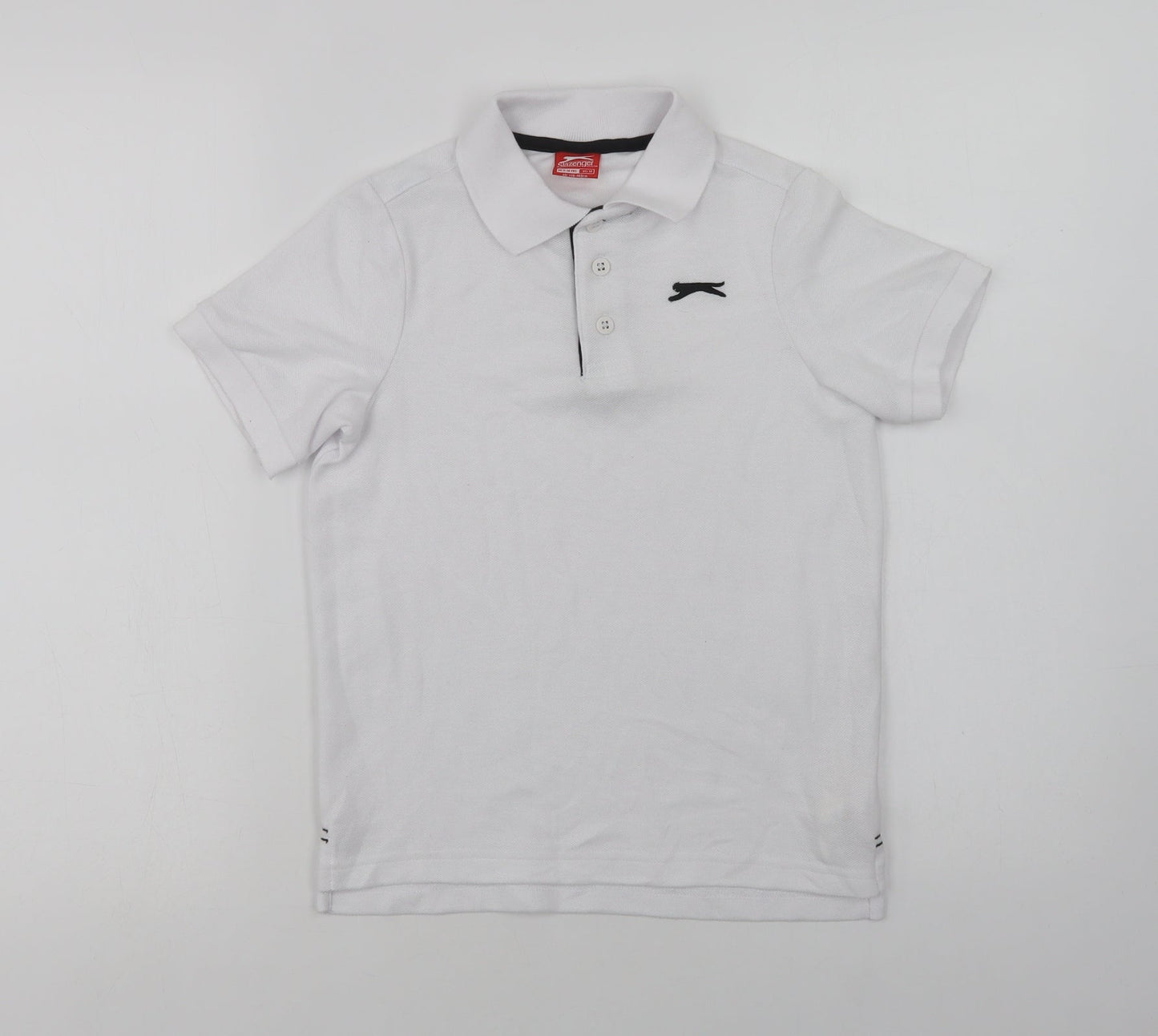 Slazenger Boys White  Polyester Basic Polo Size 9-10 Years Collared Button