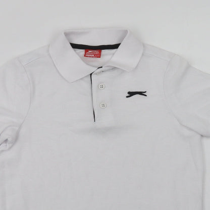 Slazenger Boys White  Polyester Basic Polo Size 9-10 Years Collared Button