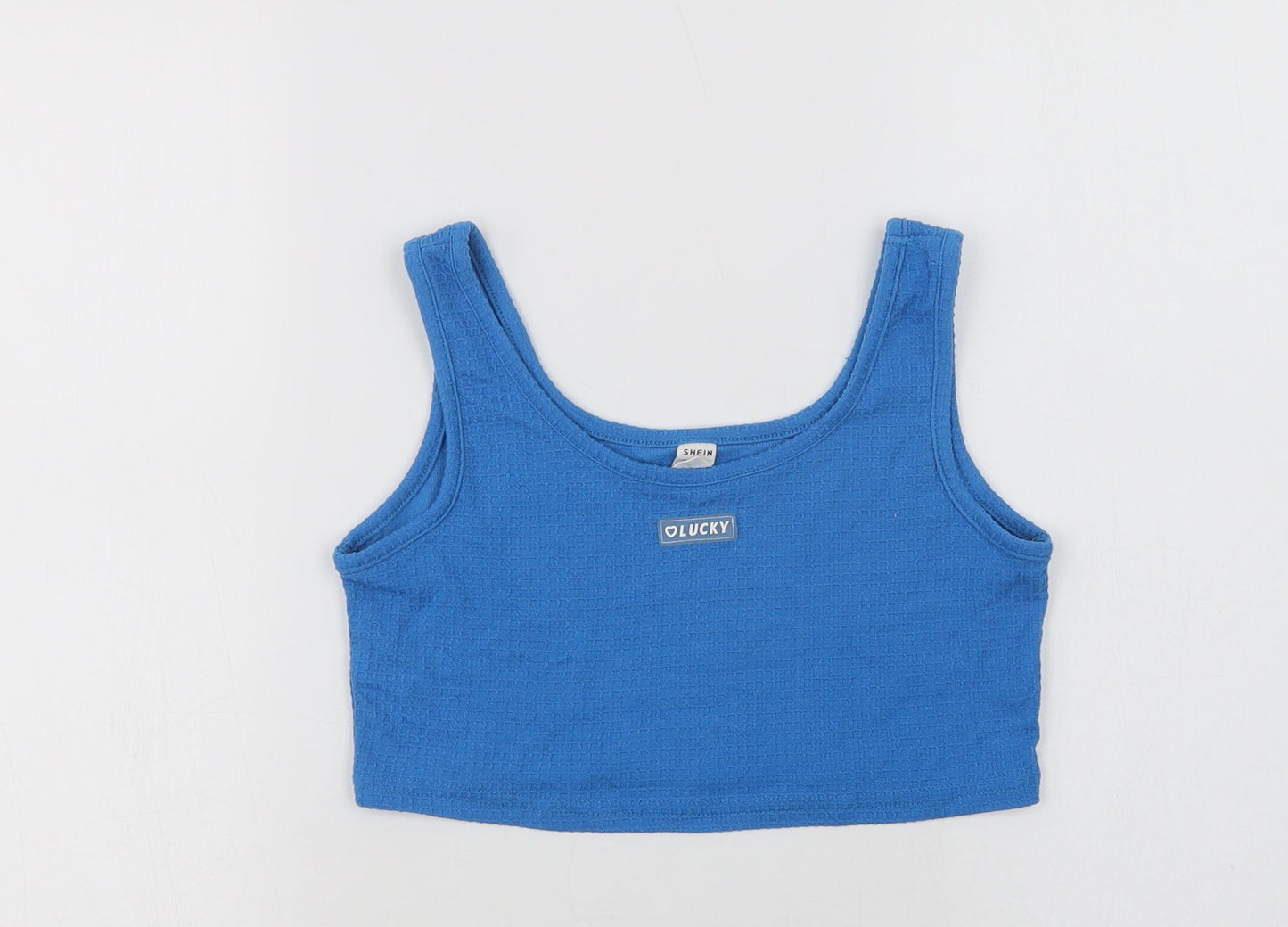 SheIn Girls Blue  Polyester Cropped Tank Size 11-12 Years Scoop Neck  - Lucky