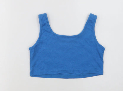 SheIn Girls Blue  Polyester Cropped Tank Size 11-12 Years Scoop Neck  - Lucky